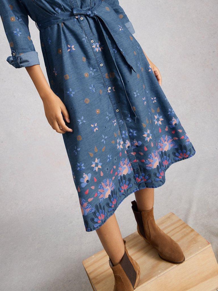 Lana Denim Midi Dress in DENIM MLT - MODEL DETAIL