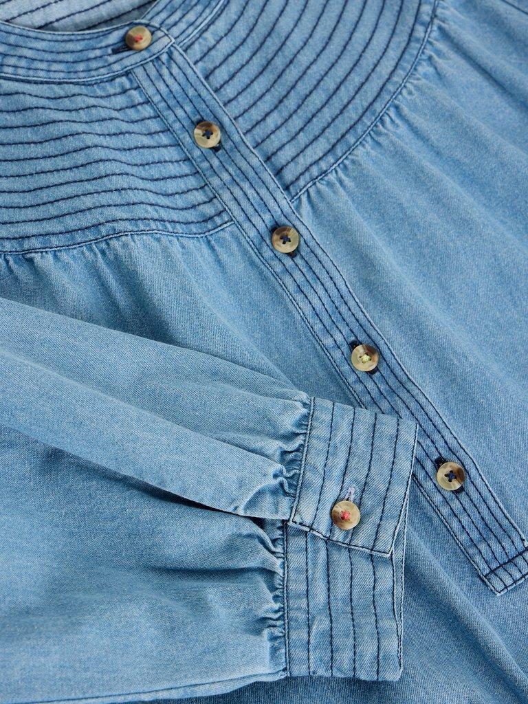 Asher Denim Dress in CHAMB BLUE - FLAT DETAIL