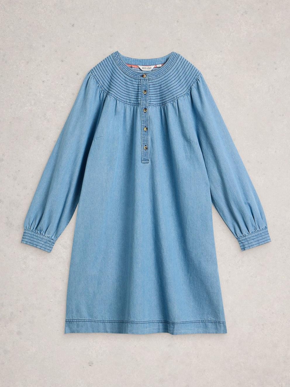 Asher Denim Dress in CHAMB BLUE - FLAT FRONT