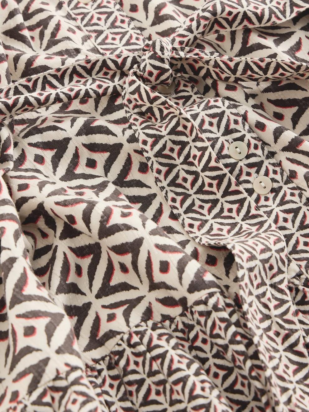 Clementine Midi Dress in BLK MLT - FLAT DETAIL