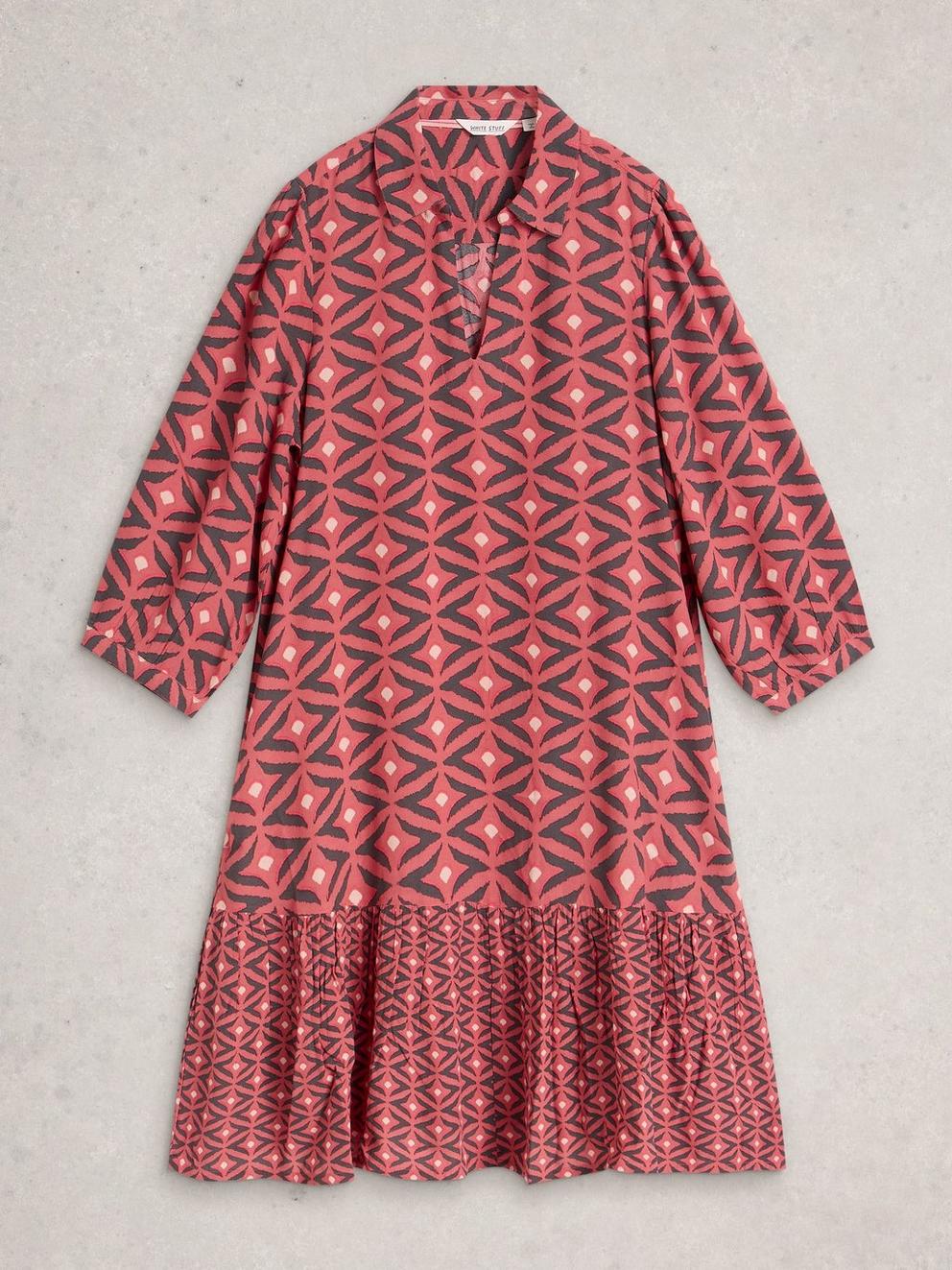 Harpreet Notch Neck Dress in PINK MLT - FLAT FRONT