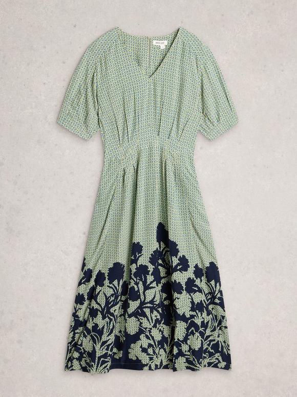 casual floral print dresses knee length White Mark Women's Floral Short Sleeve Knee Length Dress, Black, Small main image 1