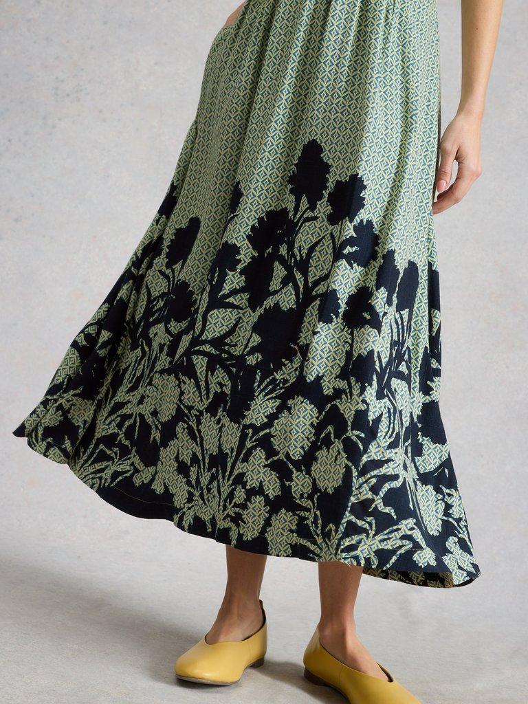 Kate V Neck Midi Dress in GREEN PR - MODEL DETAIL