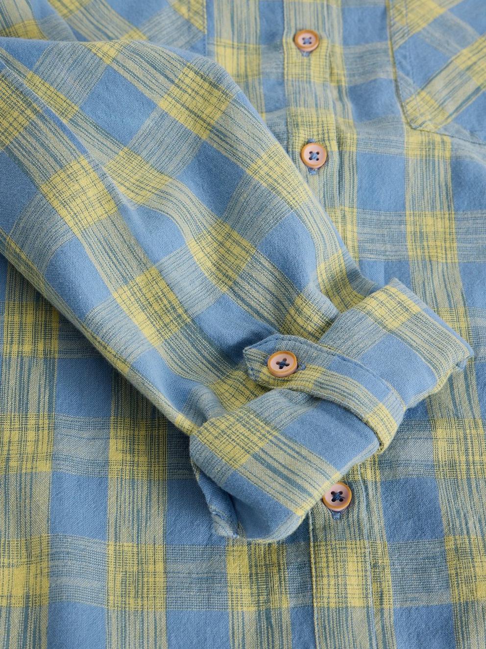 Sophie Organic Check Collared Shirt in BLUE MLT - FLAT DETAIL