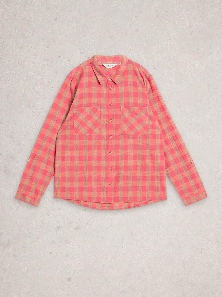 Sophie Organic Check Collared Shirt in PINK MLT - FLAT FRONT