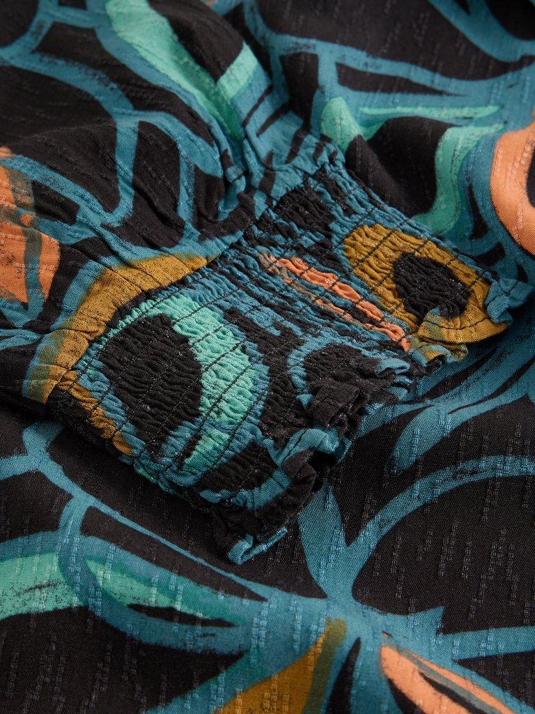 Elisa Viscose Top in BLK MLT - FLAT DETAIL