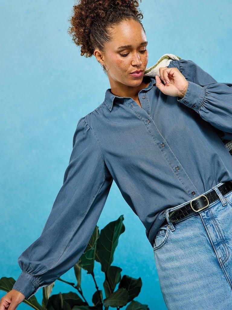 Sienna Shirt in CHAMB BLUE - MIXED