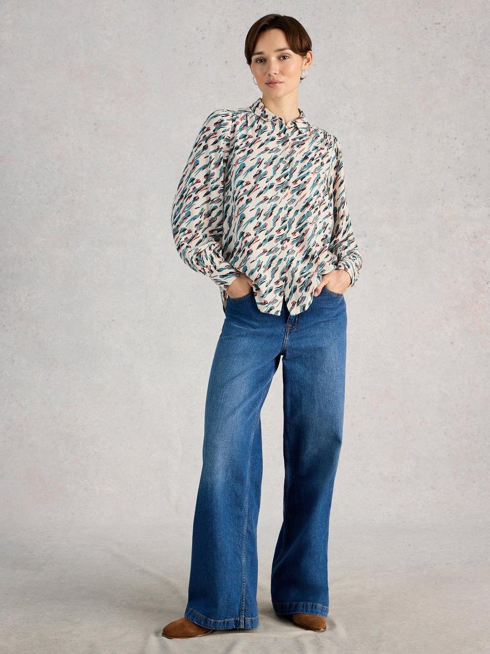 Sienna Shirt in IVORY PR - MODEL FRONT