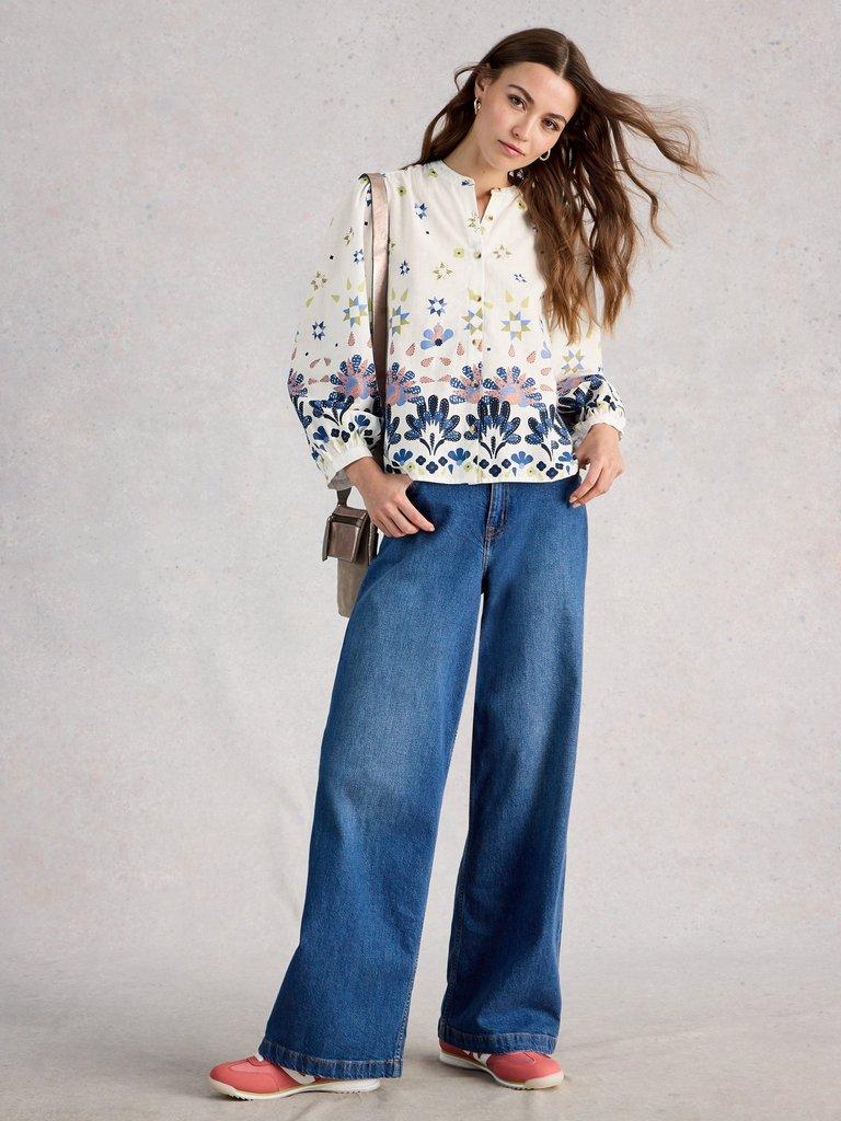 Lana Top in IVORY MLT - MODEL FRONT