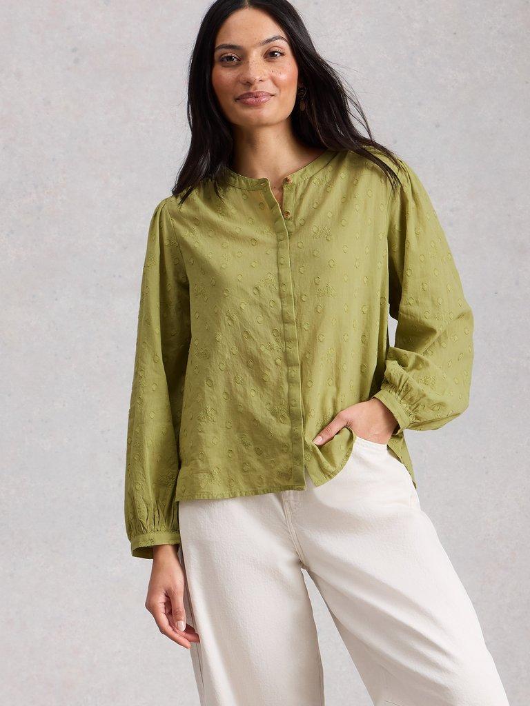 Lana Top in MID GREEN - MODEL DETAIL