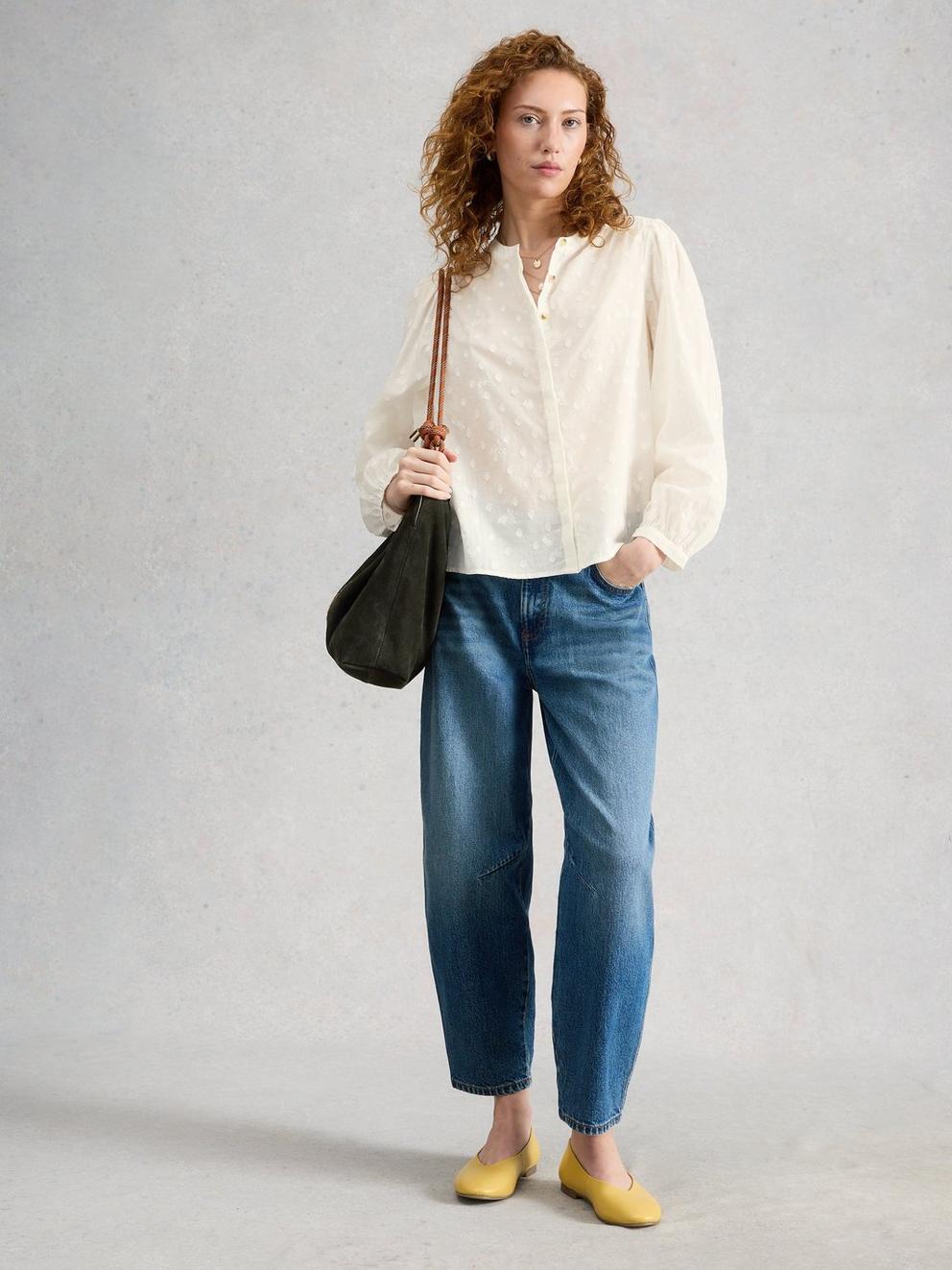 Lana Top in PALE IVORY - MODEL FRONT