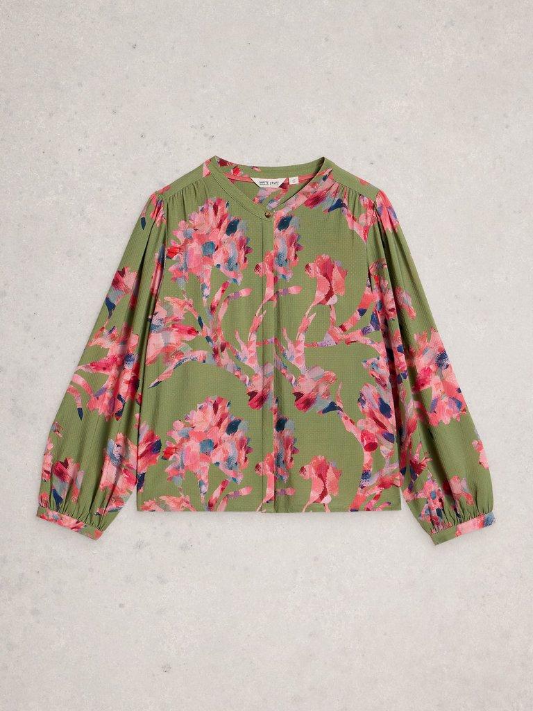 Lana V Neck Top in GREEN MLT - FLAT FRONT