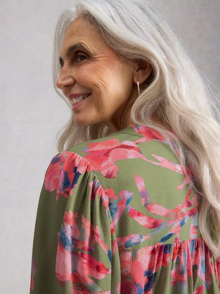 Lana V Neck Top in GREEN MLT - LIFESTYLE