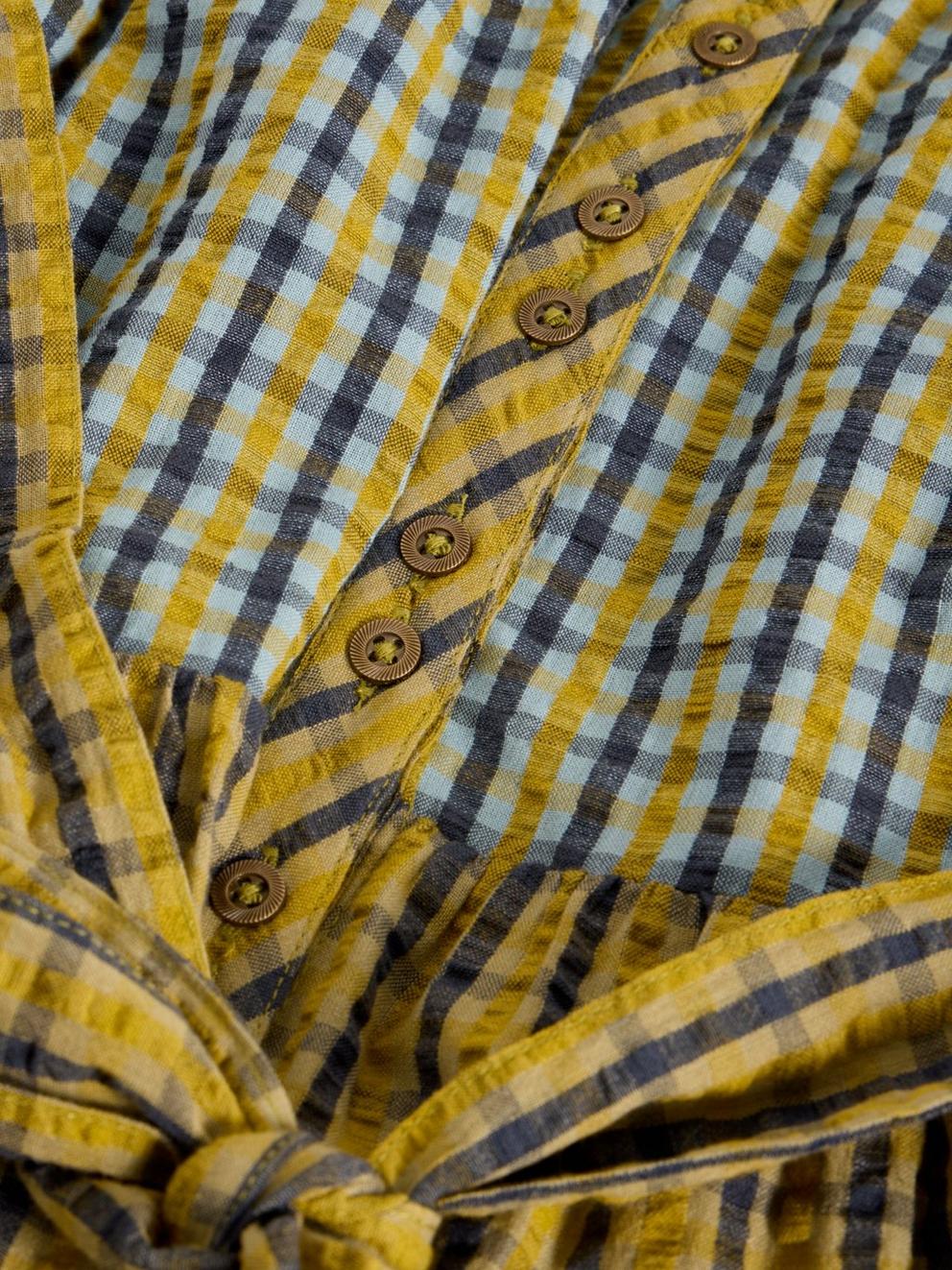 Clementine Check Midi Dress in GREEN MLT - FLAT DETAIL