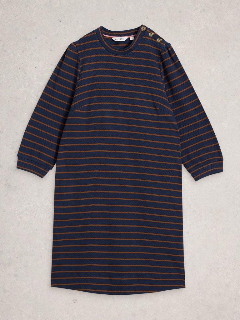 Amy Striped Dress in NAVY MULTI - FLAT FRONT