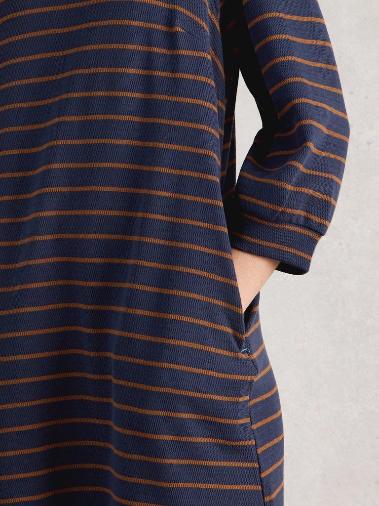 Amy Striped Dress in NAVY MULTI - MODEL DETAIL