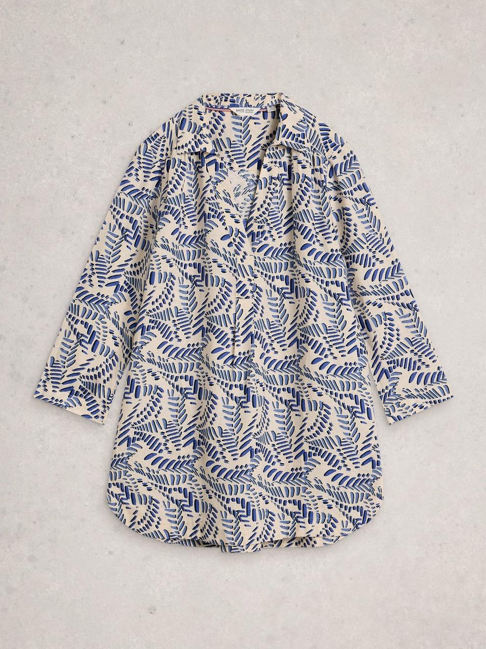 Bianca Linen Notch Neck Tunic in IVORY PR - FLAT FRONT