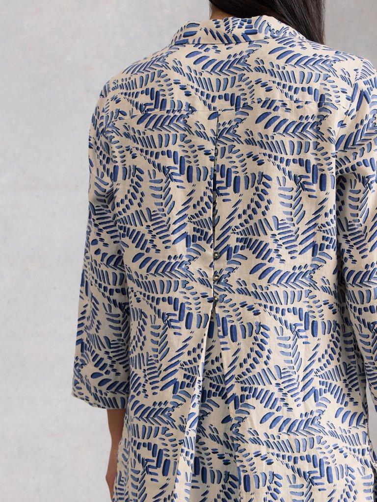 Bianca Linen Notch Neck Tunic in IVORY PR - MODEL BACK