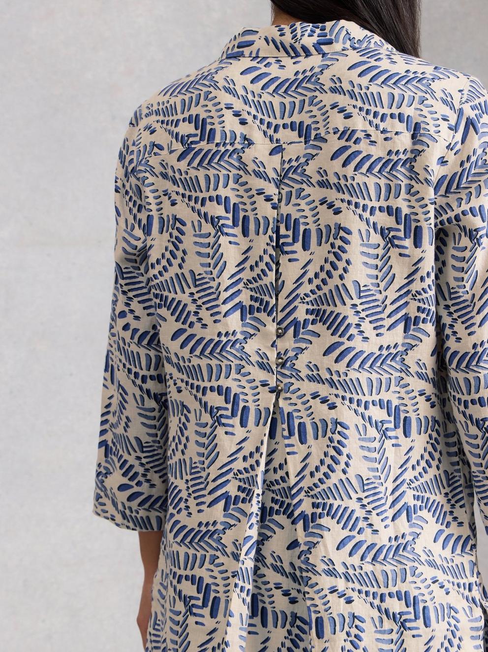 Bianca Linen Notch Neck Tunic in IVORY PR - MODEL BACK