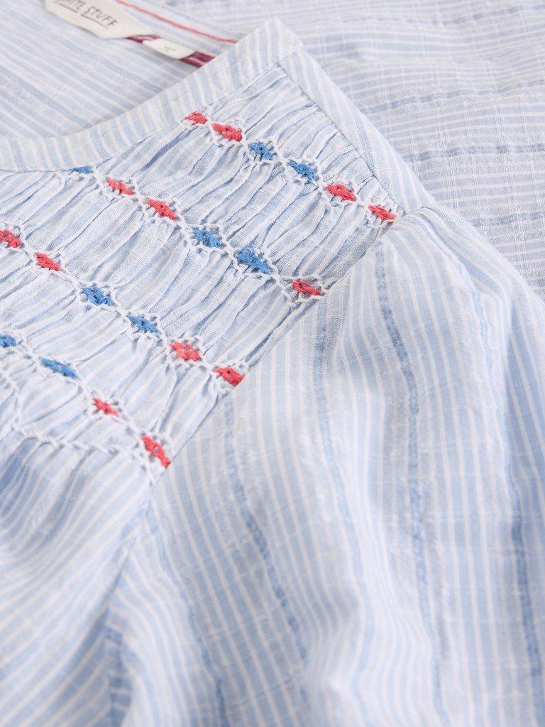 Sammy Smock Top in BLUE MLT - FLAT DETAIL