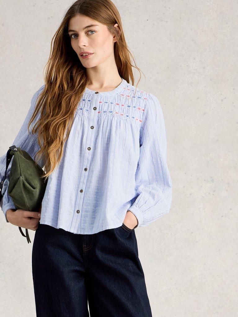 Sammy Smock Top in BLUE MLT - LIFESTYLE