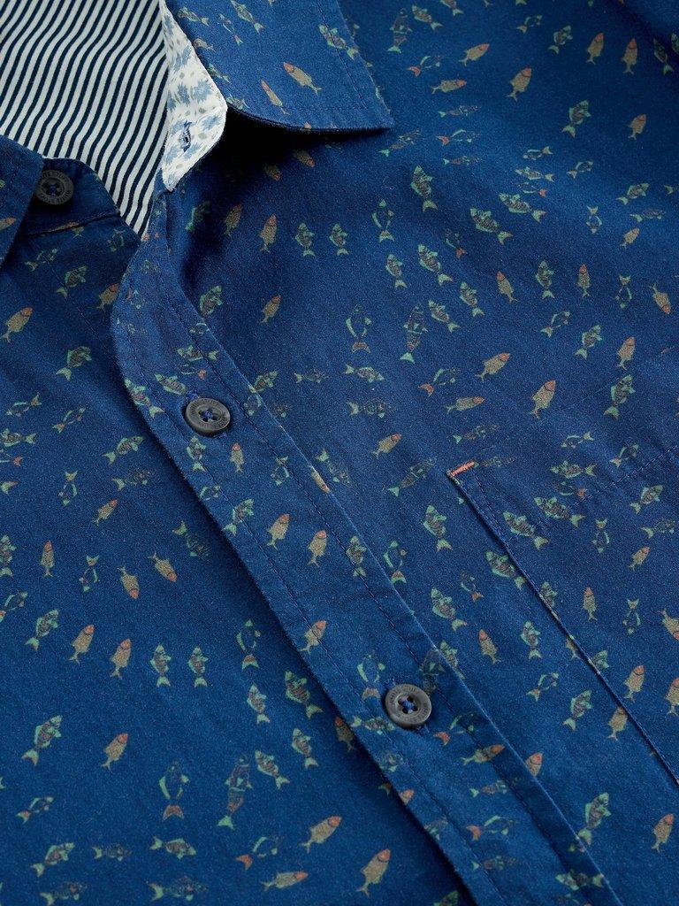 Finsbury Swim Fish Print Shirt in BLUE PR - FLAT DETAIL