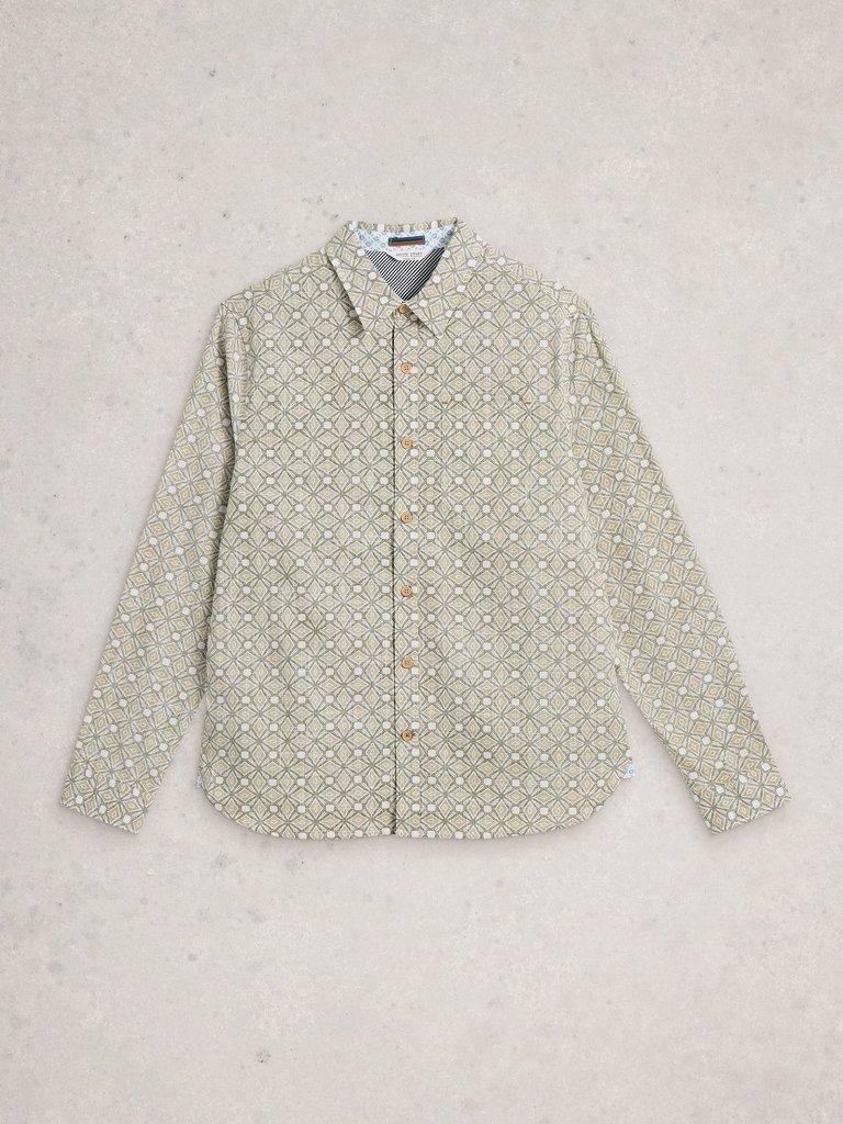 Finsbury Tile Print Shirt in GREEN PR - FLAT FRONT