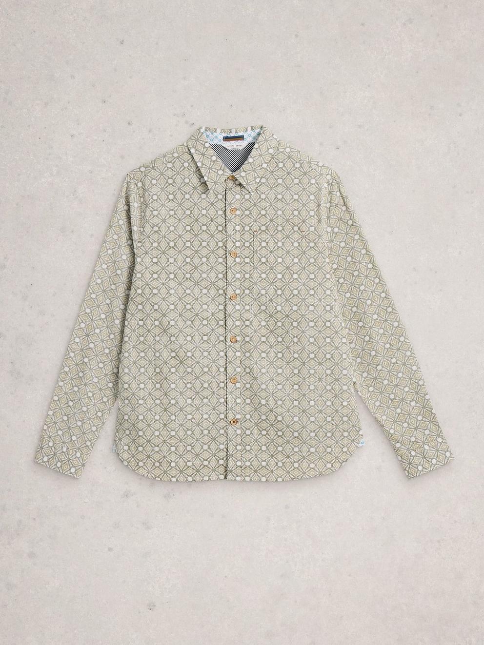 Finsbury Tile Print Shirt in GREEN PR - FLAT FRONT