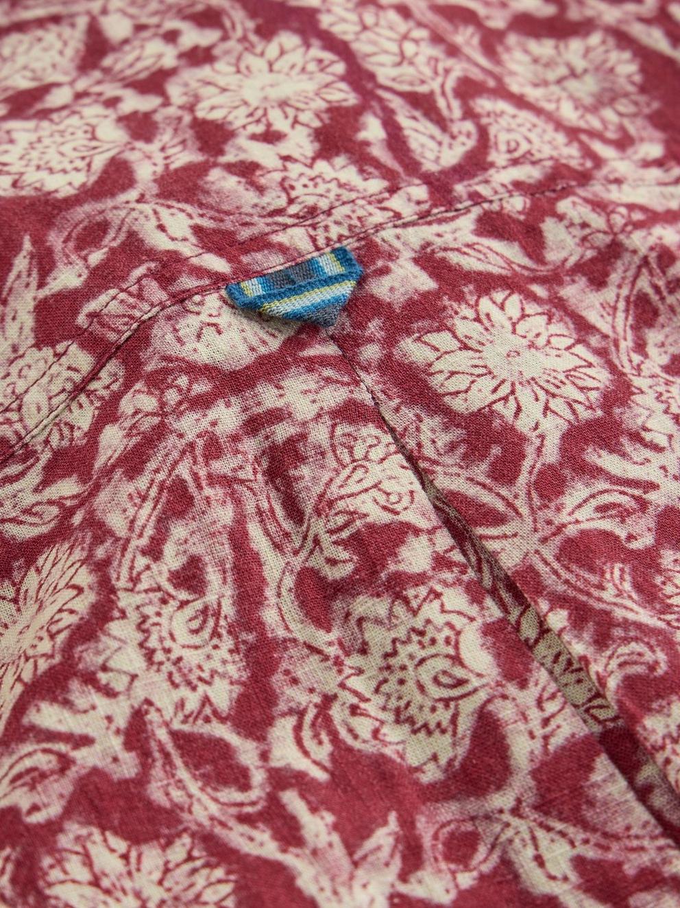 Finsbury SS Floral Print Shirt in RED PR - FLAT DETAIL