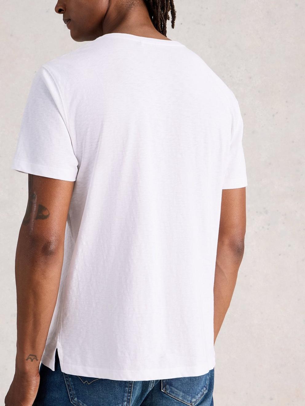Abersoch Pedal Graphic Tee in WHITE PR - MODEL BACK