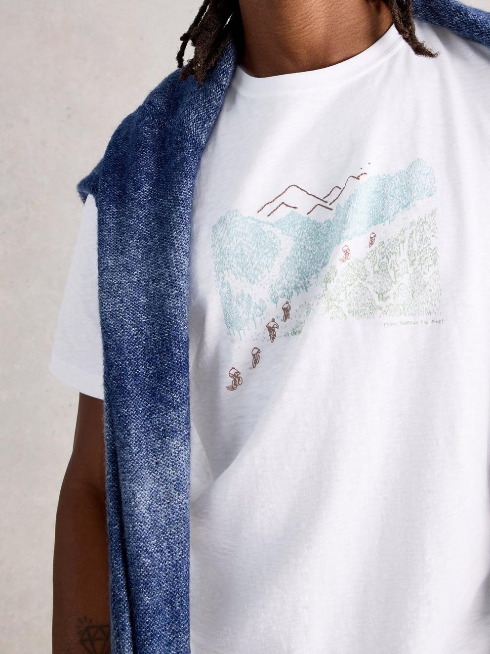 Abersoch Pedal Graphic Tee in WHITE PR - MODEL DETAIL