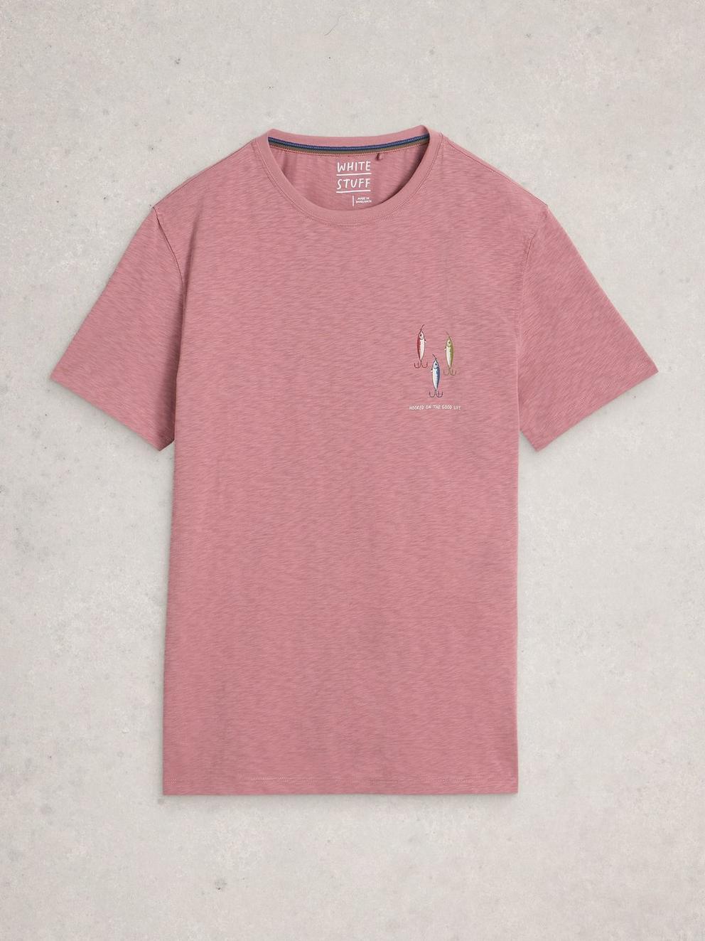 Abersoch Hook Graphic Tee in PINK PR - FLAT FRONT