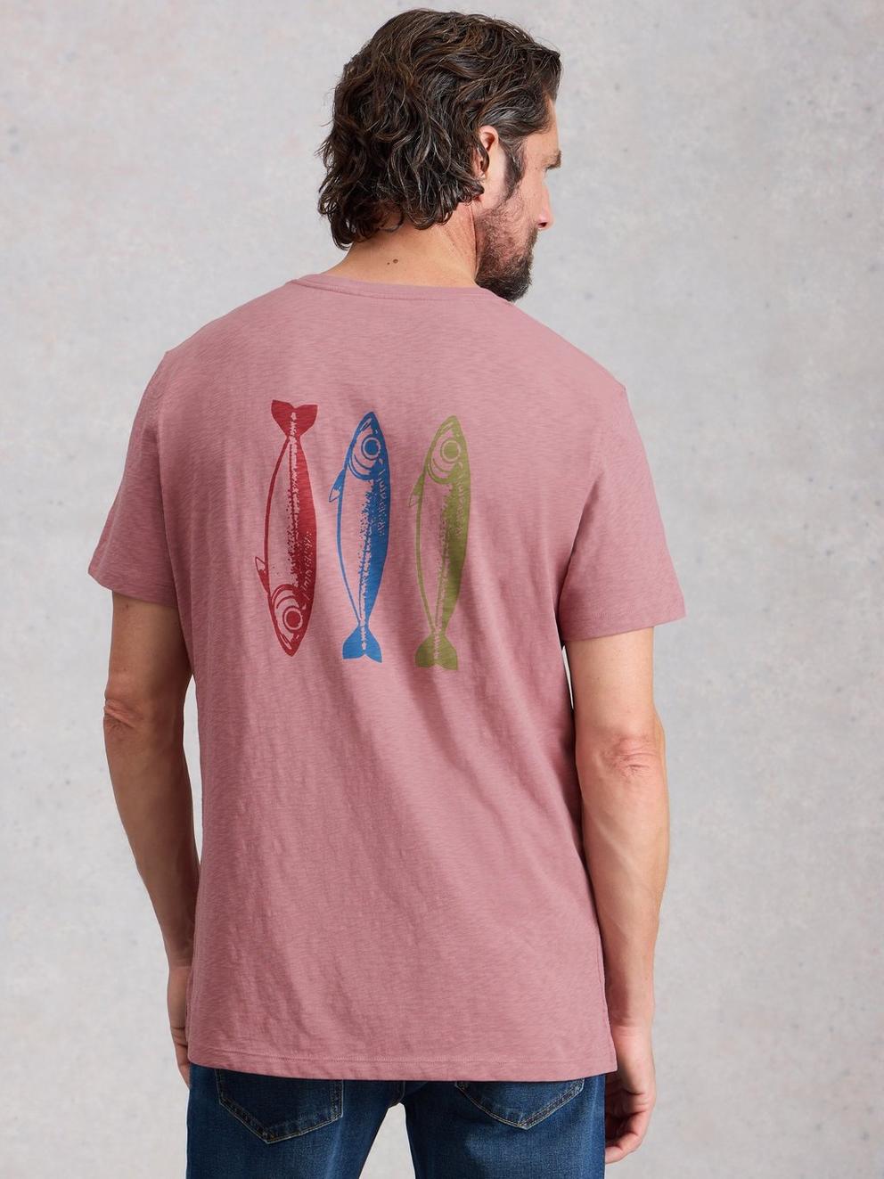 Abersoch Hook Graphic Tee in PINK PR - MODEL BACK