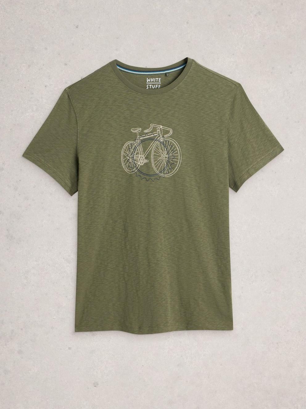 Abersoch Cogs Graphic Tee in GREEN PR - FLAT FRONT