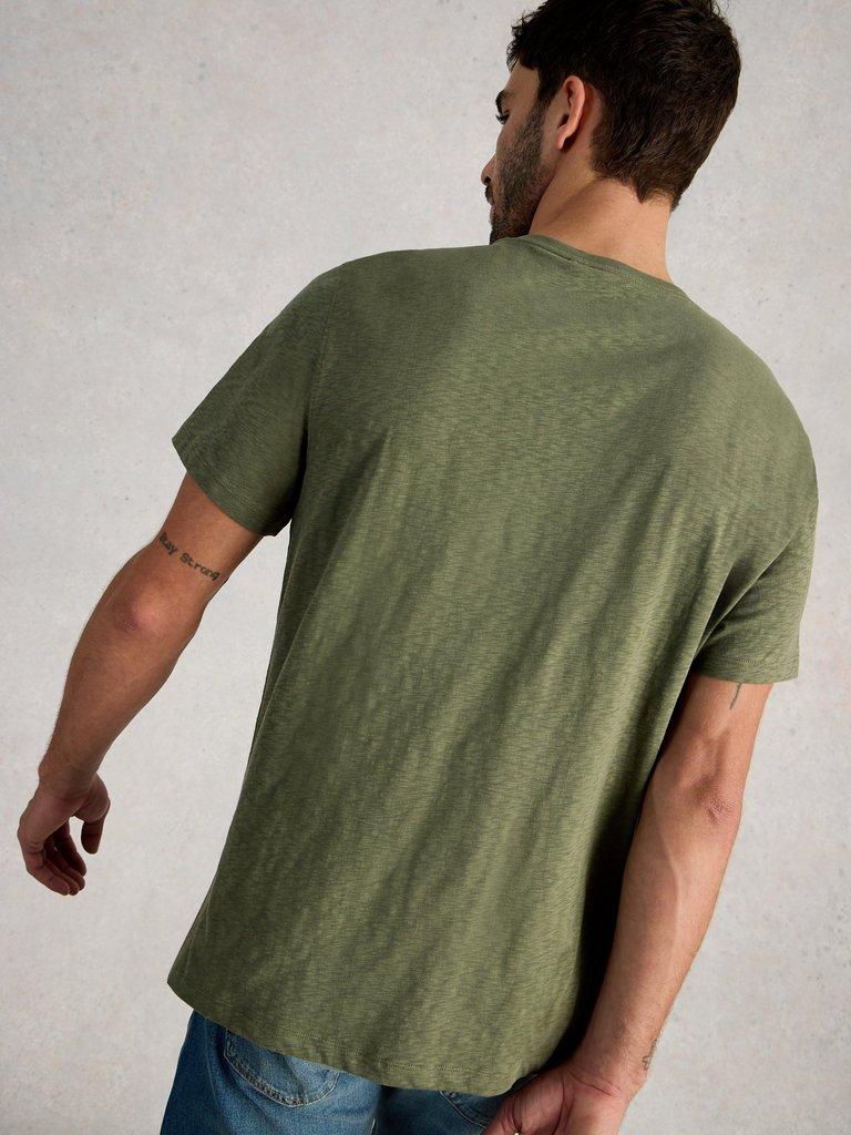 Abersoch Cogs Graphic Tee in GREEN PR - MODEL BACK