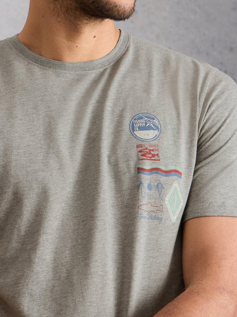 Horsham Stamp Graphic Tee in GREY PR - MODEL DETAIL