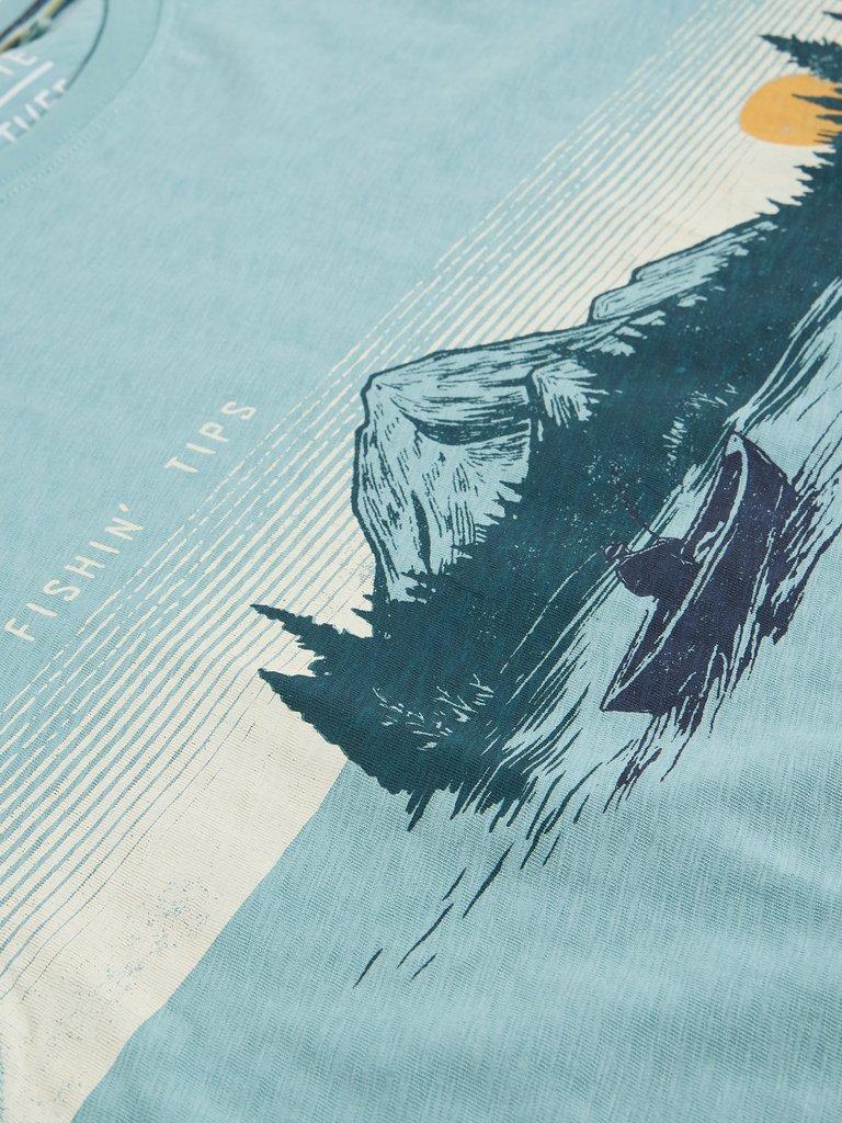 Abersoch Fishin Graphic Tee in BLUE PR - FLAT DETAIL