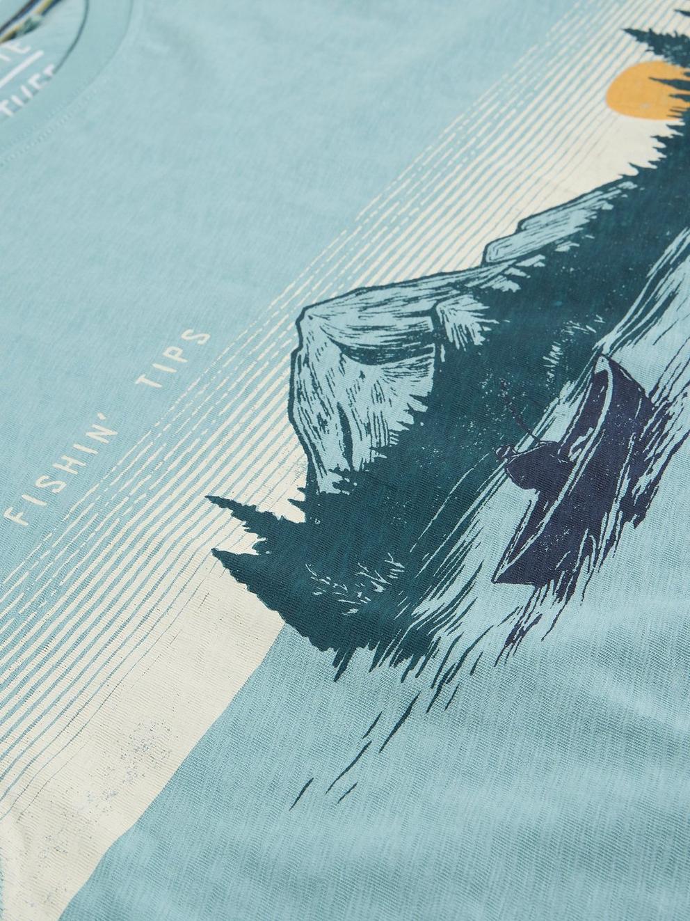 Abersoch Fishin Graphic Tee in BLUE PR - FLAT DETAIL