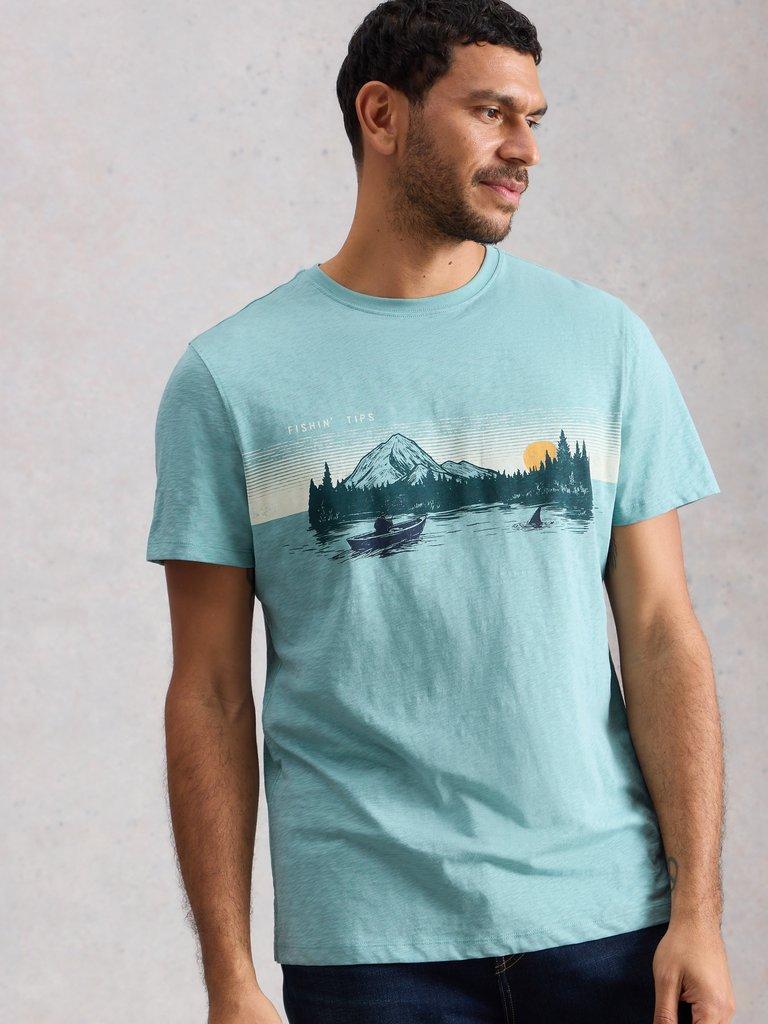 Abersoch Fishin Graphic Tee in BLUE PR - LIFESTYLE