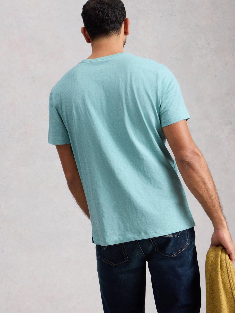 Abersoch Fishin Graphic Tee in BLUE PR - MODEL BACK