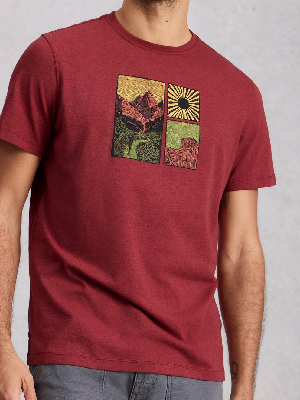 Abersoch Hike Graphic Tee in RED PR - MODEL DETAIL