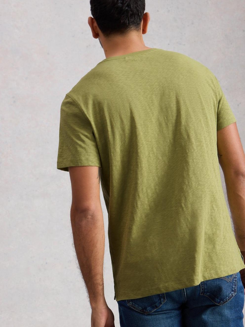 Abersoch Nature Graphic Tee in GREEN PR - MODEL BACK