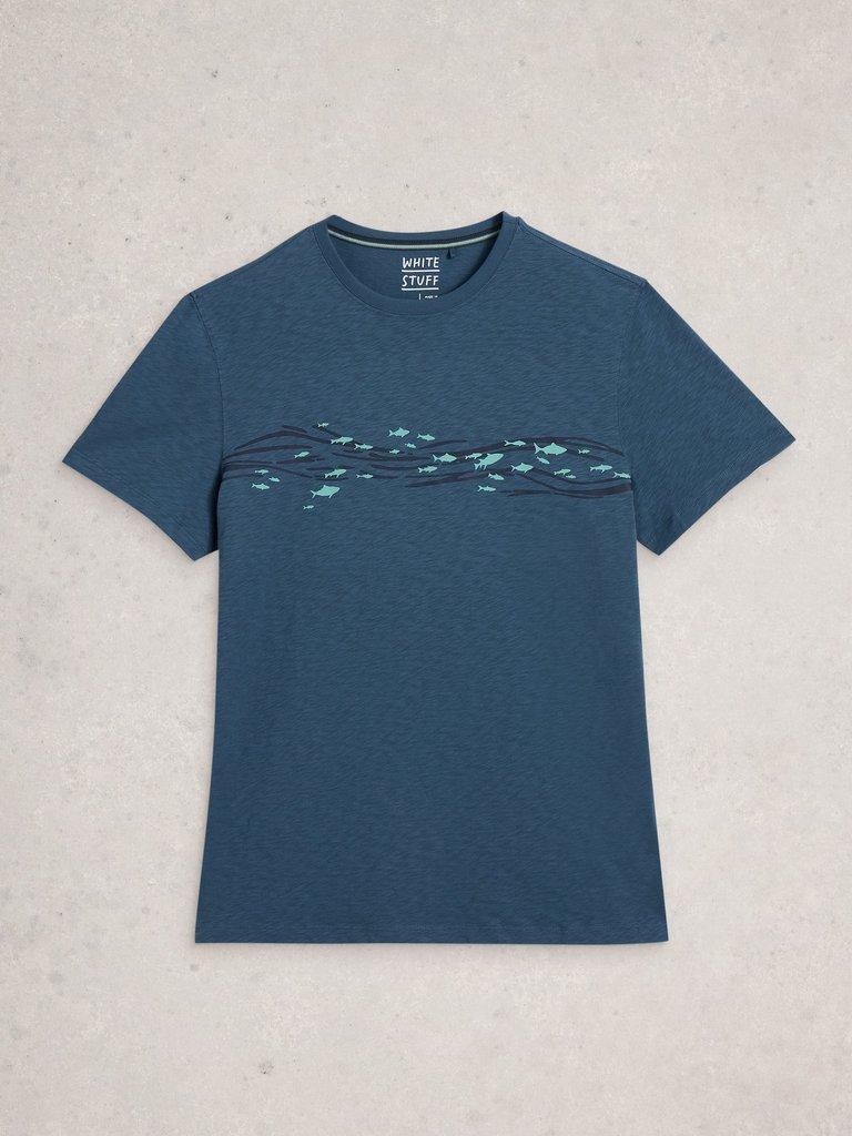 Abersoch Swim Fish Graphic Tee in NAVY PR - FLAT FRONT