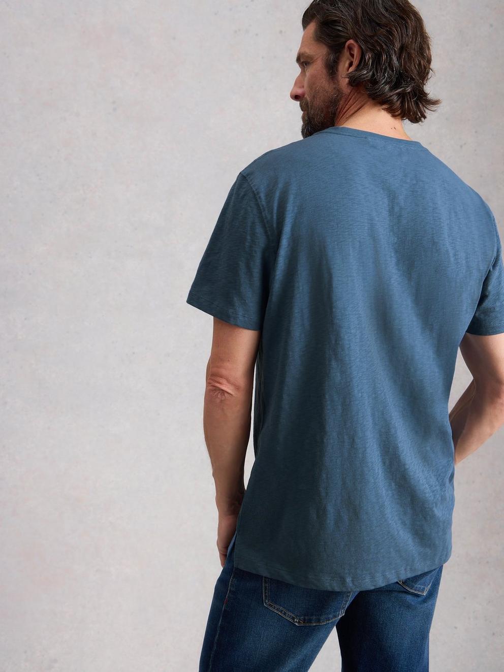 Abersoch Swim Fish Graphic Tee in NAVY PR - MODEL BACK