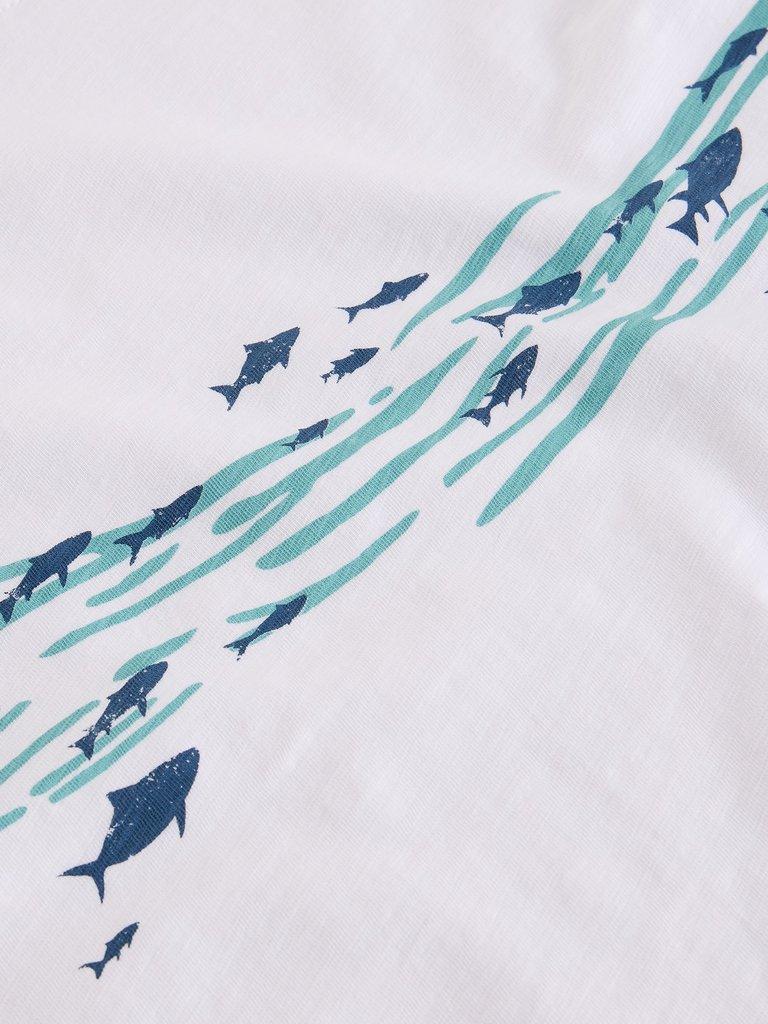Abersoch Swim Fish Graphic Tee in WHITE PR - FLAT DETAIL