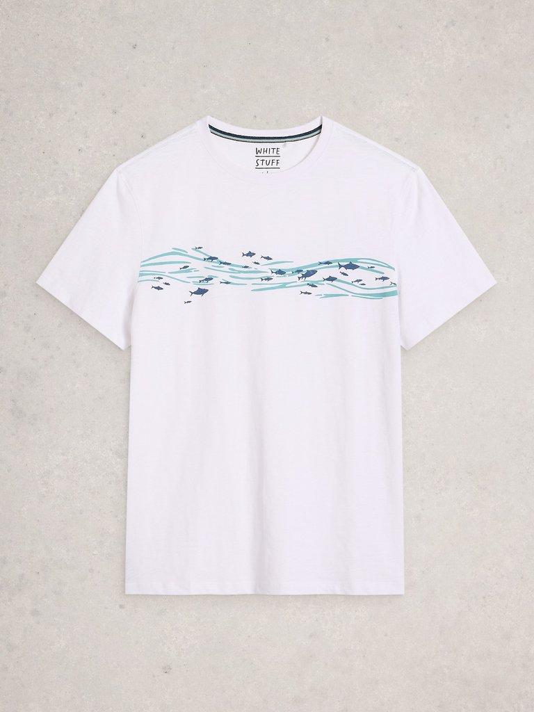 Abersoch Swim Fish Graphic Tee in WHITE PR - FLAT FRONT