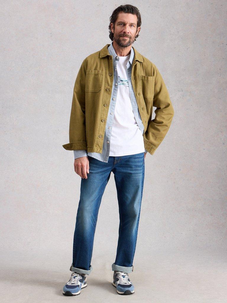 Abersoch Swim Fish Graphic Tee in WHITE PR - MODEL FRONT