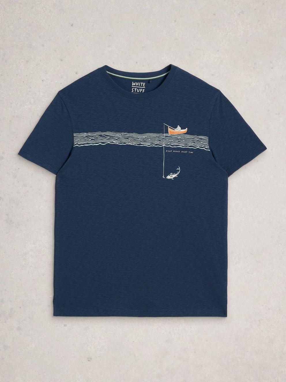 Abersoch Tee Graphic In the Ocean in NAVY PR - FLAT FRONT