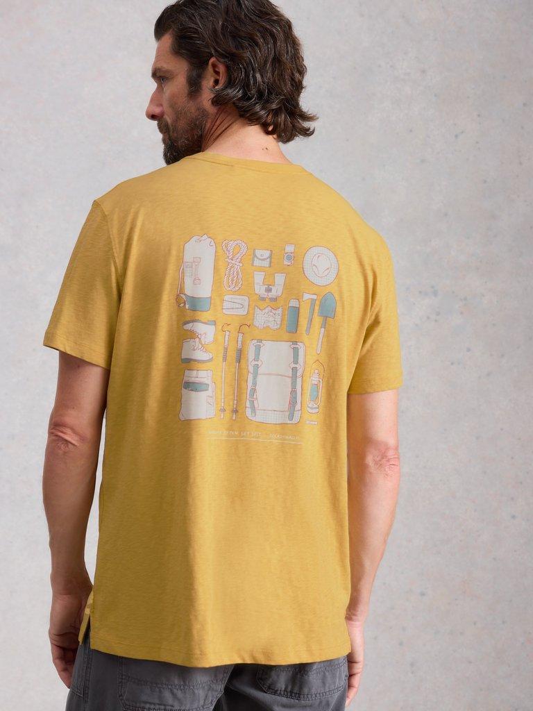 Abersoch Camping Graphic Tee in YELLOW PR - MODEL BACK