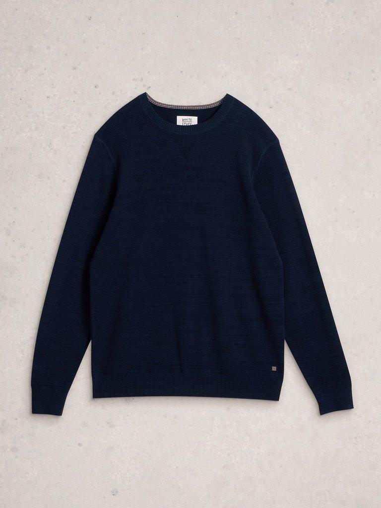 Attadale Long Sleeve Crew Neck Jumper in DARK NAVY - FLAT FRONT